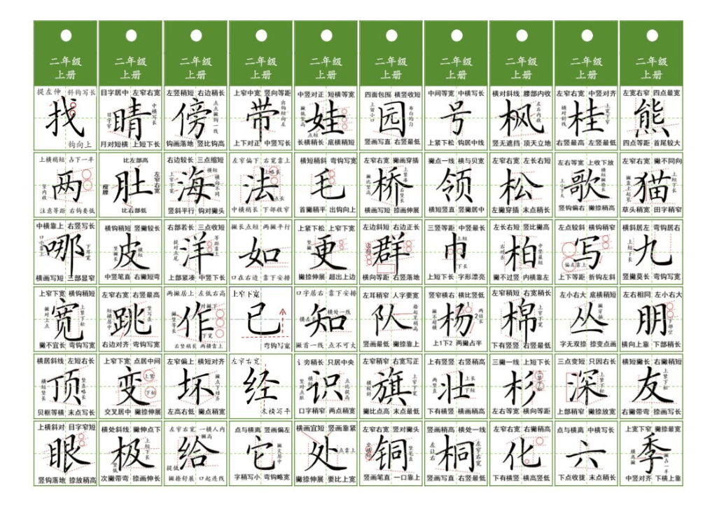 二年级上语文同步精讲字卡（共10页）夸克